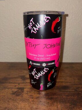 Betsey Johnson Hot Tamale Chili Pepper Tumbler Stainless Steel Insulated 17 oz